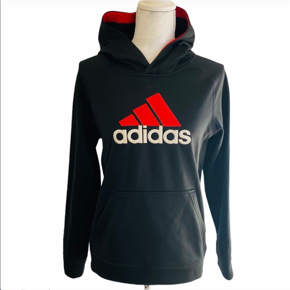 🔆Adidas hoodie black sweatshirt thick Climawarm